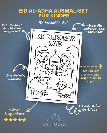 Eid al-Adha Ausmalbilder-Set - Deutch